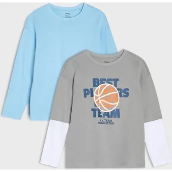 Chlapecké oblečení Sinsay - Bavlněné tričko 2 pack - šedá - 566DN-85X - 566DN-85X-122