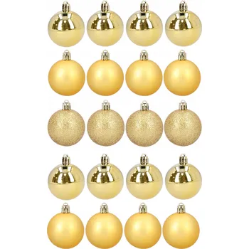 Vánoční dekorace Vánoční Baňky złote choinkowe 4 cm plastikowe, nerozbitné, sada 20 kusů ozdob