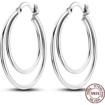 Náušnice Stříbrné kruhové náušnice se zirkonem | šperky 2 ks - JFE136