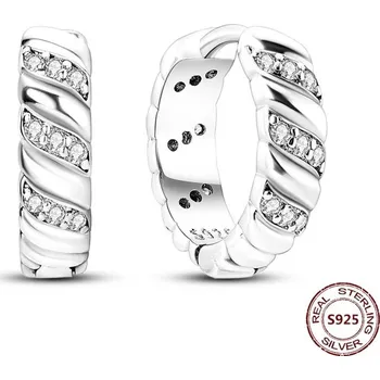 Náušnice Stříbrné kruhové náušnice se zirkonem | šperky 2 ks - JFE079