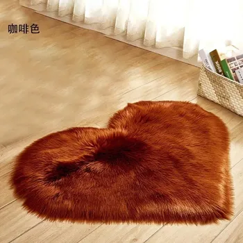 Koberec Chlupatý dětský koberec srdce | bytový textil - Káva , 30X40CM