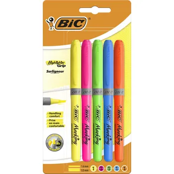 Zvýrazňovač BIC ZVÝRAZŇOVAČ HIGHLIGHTER GRIP 5 BAREV BLISTR 92611