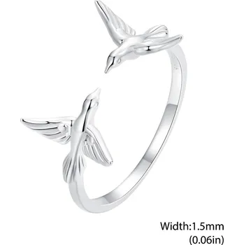 Prsten Stříbrný prsten s ledňáčkem a listy | šperk - SCR1006-E