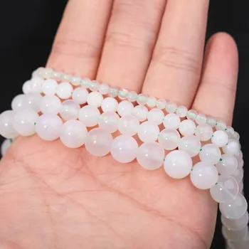 Přírodní kámen Bílý achát korálky přírodní kámen 6–10mm | šperky - Bílý achát , 4mm 88 až 91 ks