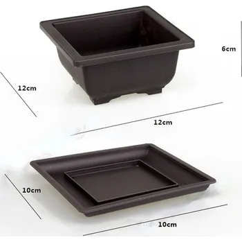 Květináč Plastový bonsai květináč s miskou | truhlík 1+1 ks - čtverec S , Květináč x Zásobník