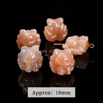 Přívěsek Přívěsek ve tvaru lišky | korálek 1 ks - Oranžový měsíční kámen