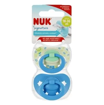 NUK Smoczek uspokajający silikonowy 18-36m Signature niebieski op.2 szt. 10739679