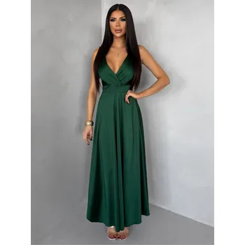 Dámské šaty Zelené saténové společenské jedničce šaty EZMIRA Velikost: ONESIZE