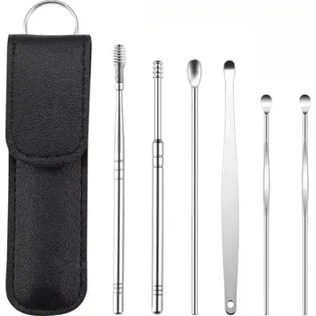 Čistič uší Čistič uší pro bezpečné odstranění mazu | ušní lžička 6 ks - černá