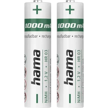 Článková baterie Hama NiMH akumulátor AAA Micro 1000 mAh, Ready for Use, 2 ks