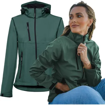 Moto bunda Protidešťová bunda SOFTSHELL dámská s fleecem kapuce zelená S