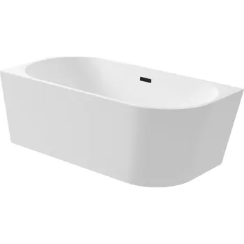 Vana AQUAUNO ROHOVÁ VOLNĚ STOJÍCÍ VANA LEVÁ 170 x 80 cm ČERNÁ ZÁTKA A PŘEPAD