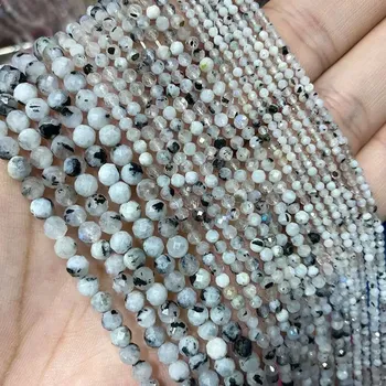 Dětské navlékací korálky Přírodní korálky | šperky - černý měsíční kámen , 3mm