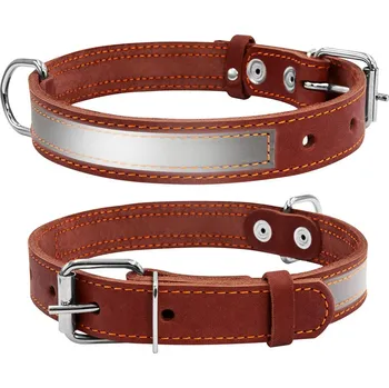 Obojek pro psa Kožený reflexní obojek pro psa hnědé barvy Obvod krku: 32-40 cm,	šířka: 20 mm