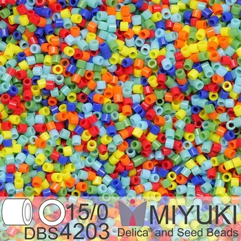 Korálek Korálky Miyuki Delica 15/0. Barva DBS 4203 Color Party. Balení 2g.