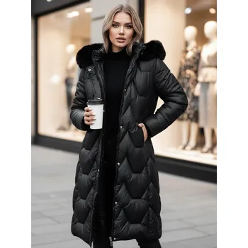 Dámská bunda Černá dámská dlouhá prošívaná bunda WINTERACT TY4775z Velikost: M