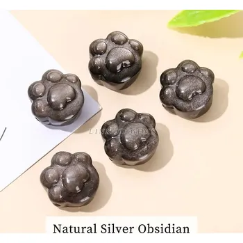 Přívěsek Přívěsek z obsidiánu | šperk - Stříbrná obsidiánová tlapka