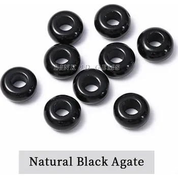 Náhrdelník Minerální korálky | šperky - Černý achát , otvor 10x4mm 4mm