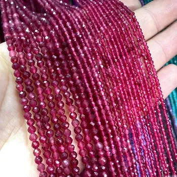 Dětské navlékací korálky Přírodní korálky | šperky - rubínová barva , 2mm