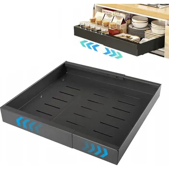 Úložný box Teleskopický výsuvný kuchyňský Šuplík, samostatný, černý