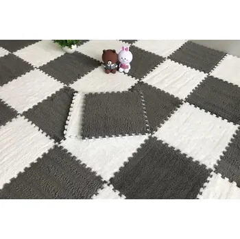 Měkký dětský hrací koberec puzzle | pěnová podložka - Bílá-šedá , 10 KS