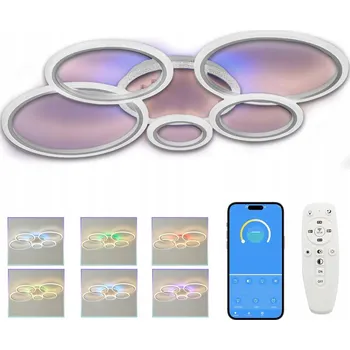 LAMPA STROPNÍ SVÍTIDLO RING LED RGB 82W DÁLKOVÝ OVLADAČ APLIKACE PAMĚŤ 95CM