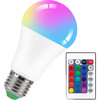 Žárovka LED ŽÁROVKA KOULE RGB MĚNÍCÍ BARVY SE ZÁVITEM E27 LAMPA + DÁLKOVÝ OVLADAČ