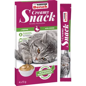 Pamlsek pro kočku Super Benek Creamy Snack 60g (4x15g) Tekutá Svačinka pro kočky s husím masem