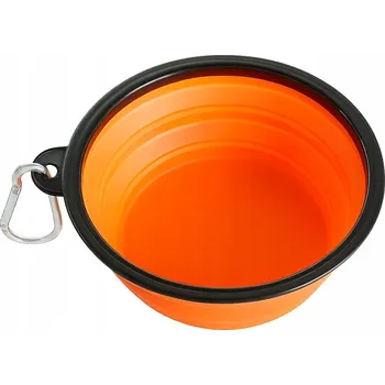 Miska pro psa Skládací (cestovní) silikonová láhev Przyjaciele oranžová 0,8 l