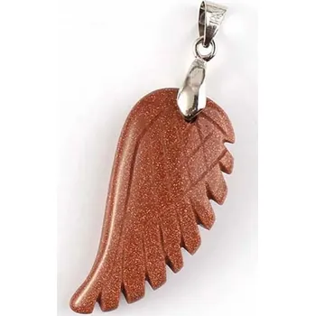 Přívěsek Andělská křídla z přírodního krystalu | ochranný přívěsek, spirituální šperk 1 ks - Gold Sand