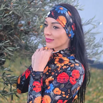 Čelenka Dámská funkční hřejivá čelenka s květinovým vzorem Velikost: ONE SIZE