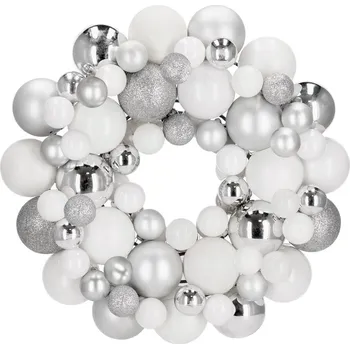 Vánoční dekorace Springos Vánoční věnec stříbrný 34 cm CA1390