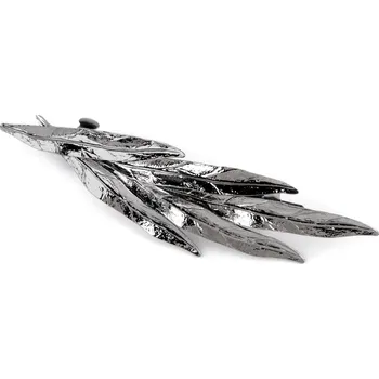 Náramek Francouzská spona do vlasů listy, střední, 3 šedá ocelová