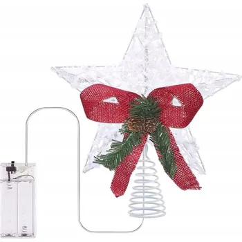 Vánoční dekorace Hvězda na Vánoční Stromek Svítící Dekorace 25 cm