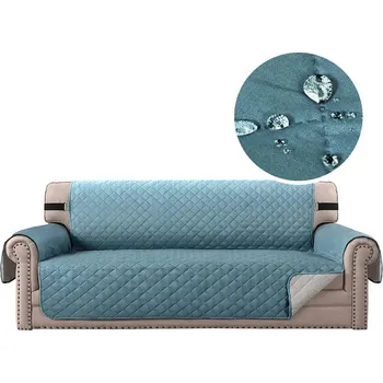 Napínací potah Voděodolný potah na sedačku omyvatelný | bytové doplňky - S1-Šedomodrá , 2 sedadla (117 cm)