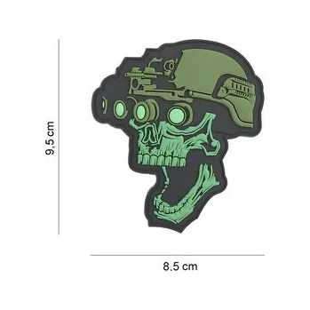 Nášivka Gumová nášivka 101 Inc Night vision skull - zelená