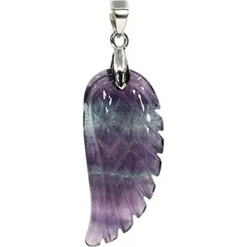 Přívěsek Andělská křídla z přírodního krystalu | ochranný přívěsek, spirituální šperk 1 ks - Fluorite