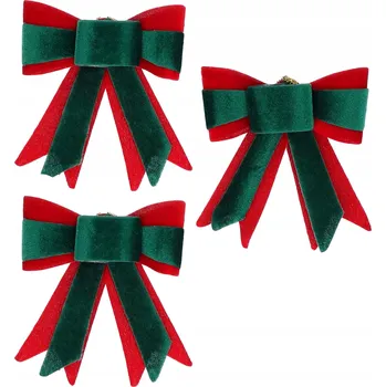 Vánoční dekorace Kokardy na choinke zielone zawieszki vánoční sada 3 kusy dekorace