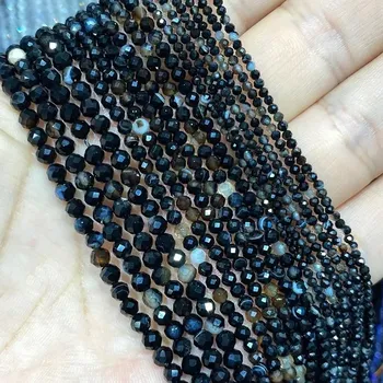 Dětské navlékací korálky Přírodní korálky | šperky - černý achát , 3mm