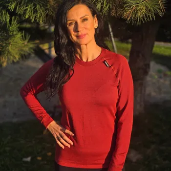 Dámské tričko Červené dámské funkční tričko s dlouhým rukávem z modalového vlákna Velikost: S