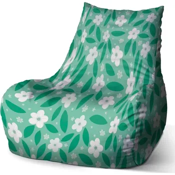 Sedací pytel Sablio Sedací vak Bean Bílé květy s lístky - 60 x 70 x 70 cm