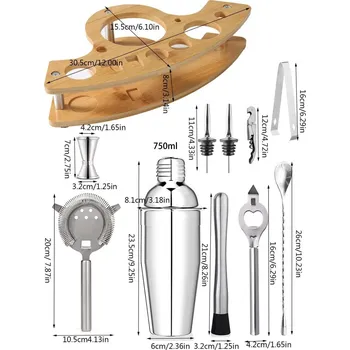 Shaker Nerezový shaker set na koktejly | barmanská sada, barové nástroje - B 750ml 11pcs