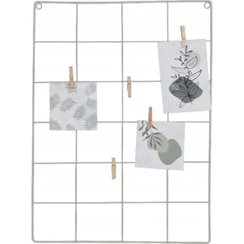 Obraz ORGANIZÉR MŘÍŽKA RÁMEČEK NA ZEĎ NA FOTKY KOVOVÁ BÉŽOVÁ + KOLÍČKY