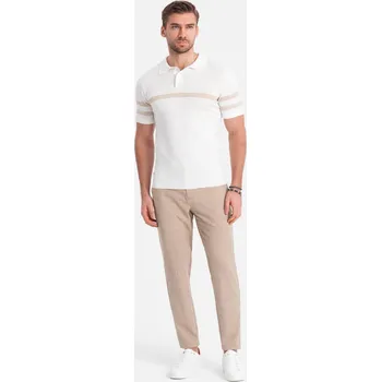 Pánské kalhoty Pánské kalhoty klasického střihu s pískovým kostkovaným vzorem V2 OM-PACP-0187 XL