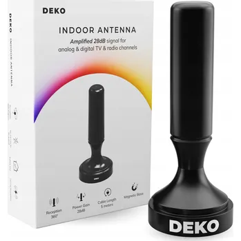Interní anténa DekoTV DVB-T2 DVBT2 HEVC, nejsilnější, se zesilovačem