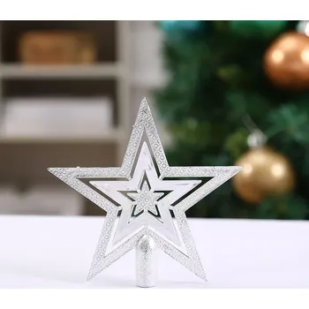 Vánoční ozdoba Vánoční hvězda | vánoční dekorace na stromeček, ozdoba na stromek - 18 cm stříbrná