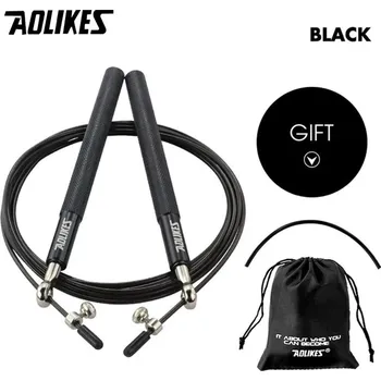 Švihadlo Rychlostní švihadlo Aolikes pro crossfit a box | fitness švihadlo, sportovní pomůcka - 3202--Černá