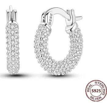 Náušnice Stříbrné kruhové náušnice se zirkonem | šperky 2 ks - JFE360