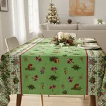 Ubrus PVC s textilním podkladem vánoční 1741-02 Vánoční štola zelená, š.140cm