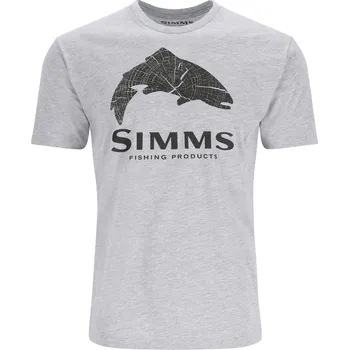 Rybářské oblečení Simms Tričko Wood Trout Fill T-Shirt Grey Heather Velikost: 3XL